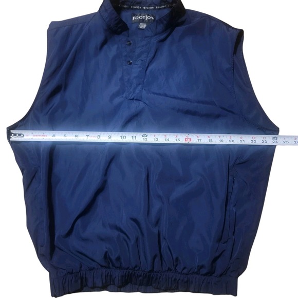 FootJoy FJ Perfromace WindShirt Golf Vest Mens Med Navy Blue 1/4 Snap Zip Pocket - Picture 3 of 8